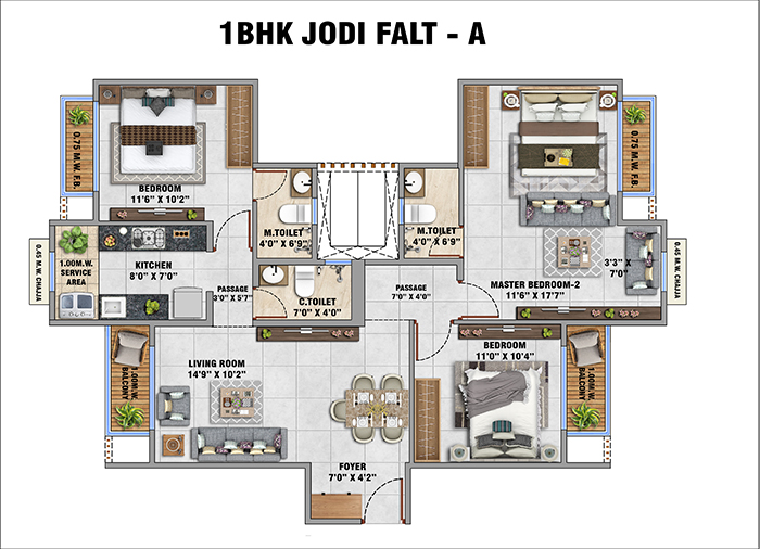 Today Neo Nerul Floor Plan - 2 BHK