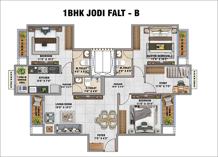 Today Neo Nerul Floor Plan - 3 BHK